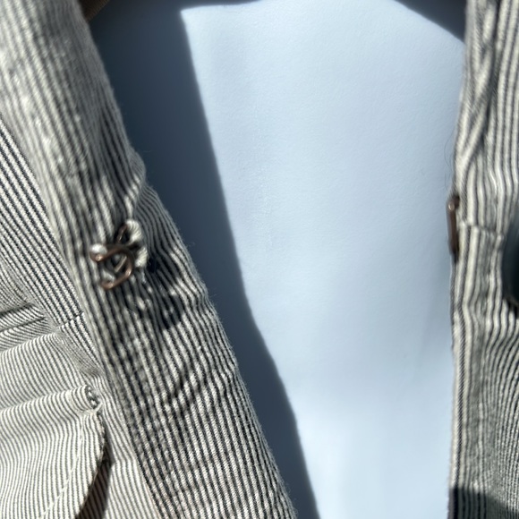 Ann Taylor LOFT Gray Striped Blazer Size 8P - Picture 5 of 13